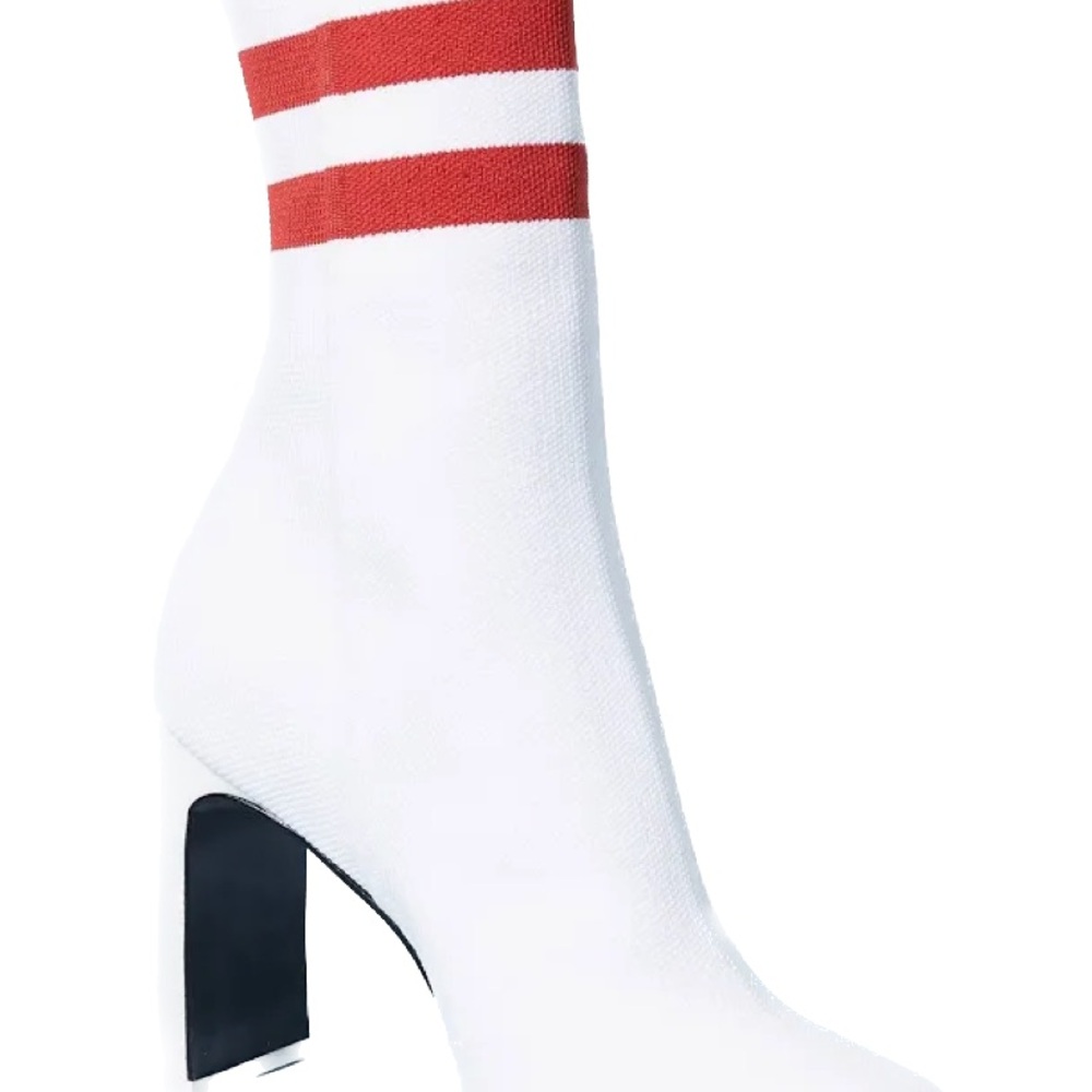 Rag&bone White Sock Boots with Red Stripes